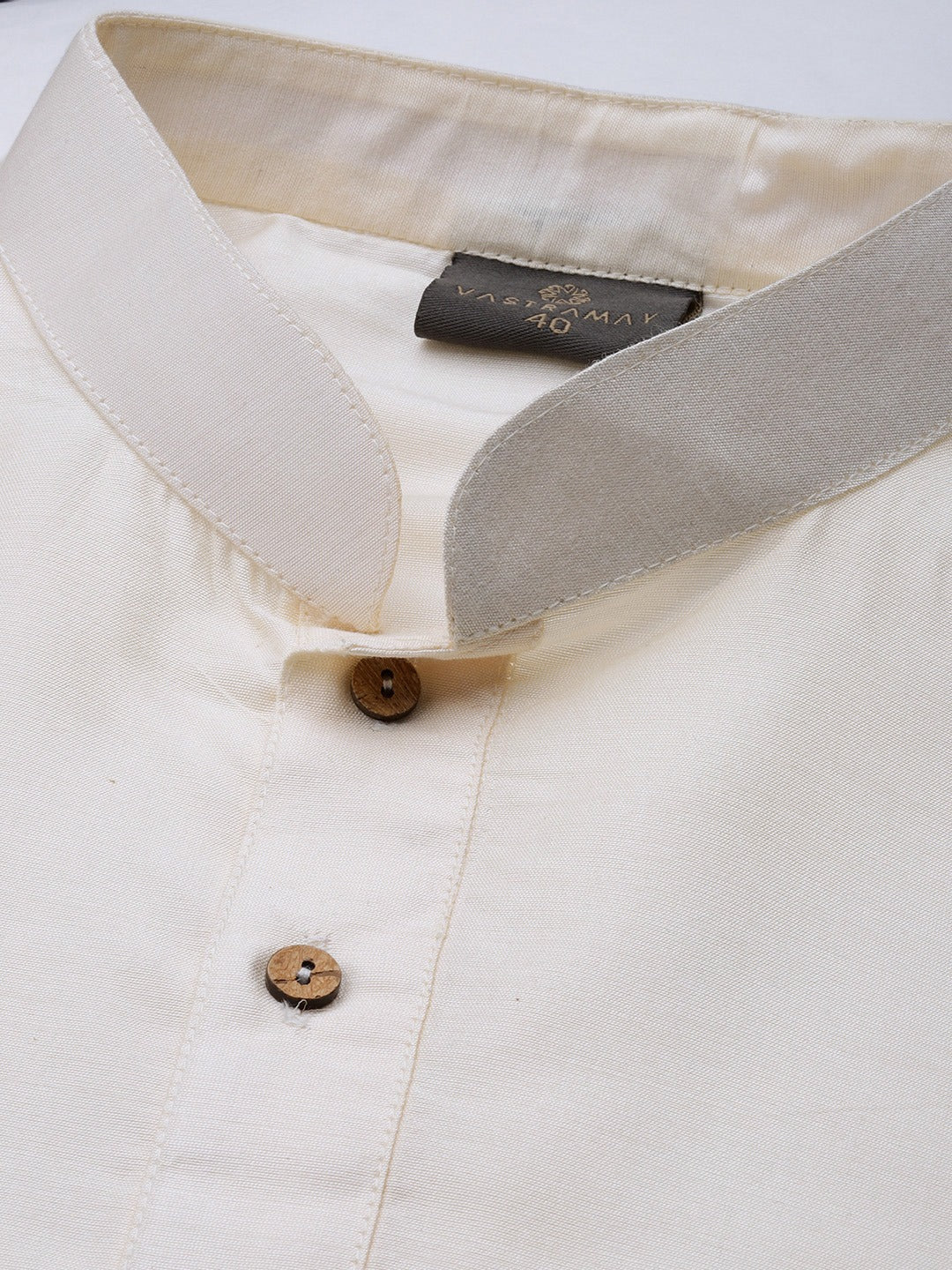 Vastramay Men's Cream And Black Viscose Ethnic Combo Set - Grab2buy