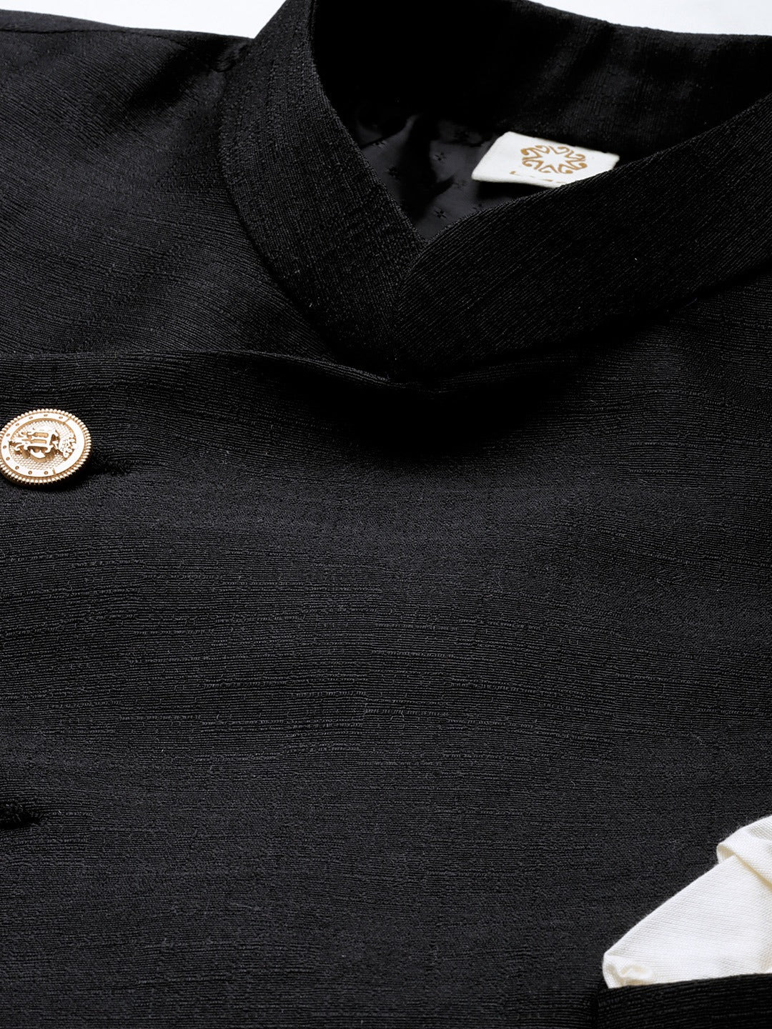 Vastramay Men's Cream And Black Viscose Ethnic Combo Set - Grab2buy