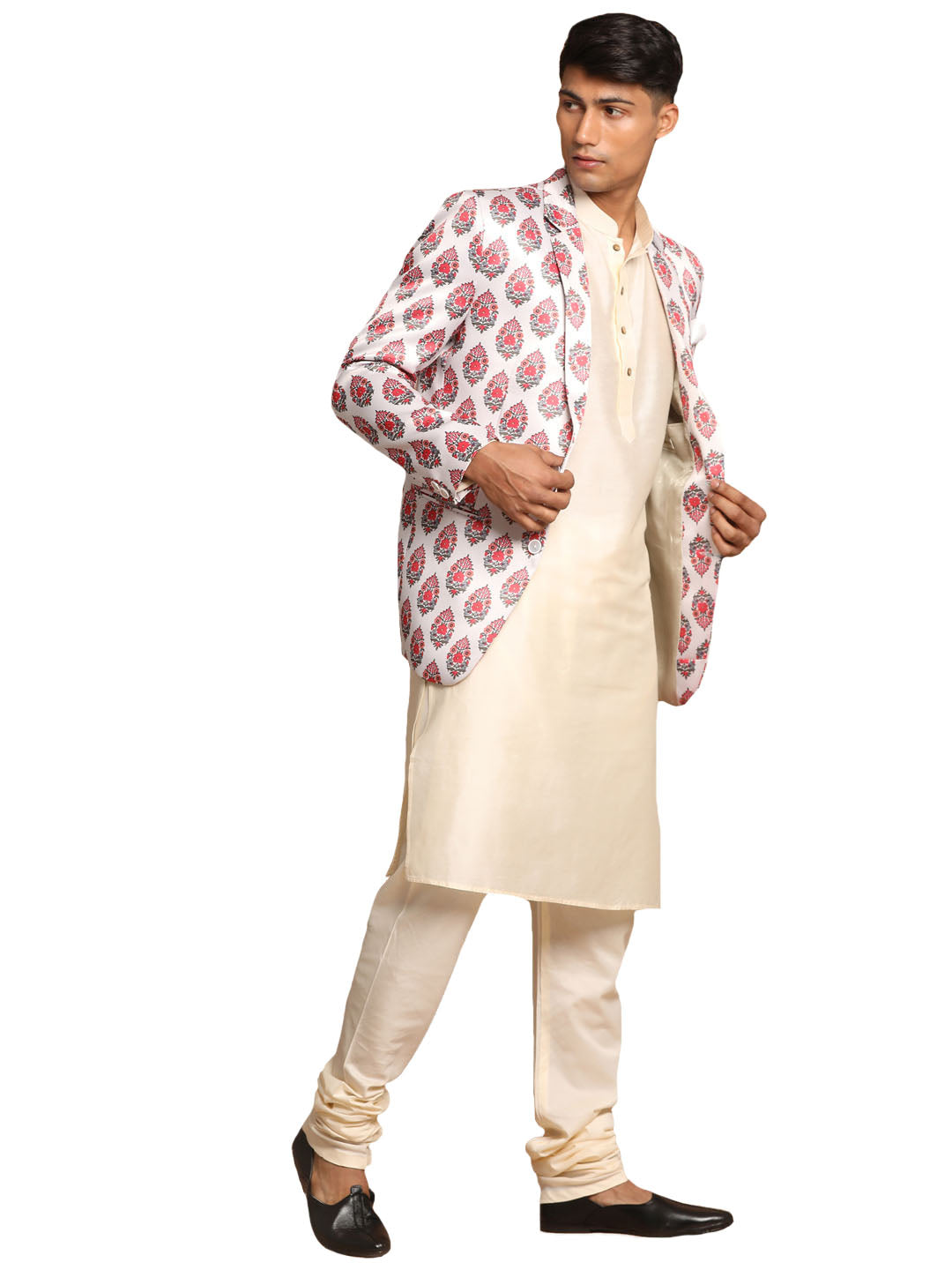 Vastramay Men's Cream Viscose Ethnic Combo Set - Grab2buy