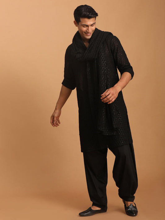 Vastramay Men's Black Sequins Dupatta - Grab2buy