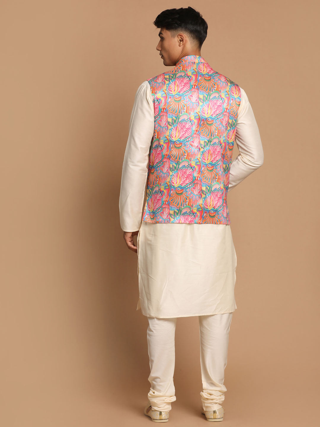 Vastramay Men's Multicolored Viscose Jacket, Kurta And Pyjama Set - Grab2buy