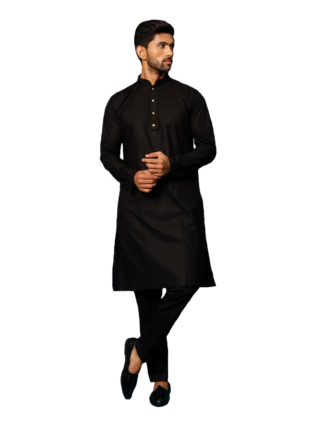 Vastramay Men's Black Cotton Blend Kurta Pyjama Set - Grab2buy