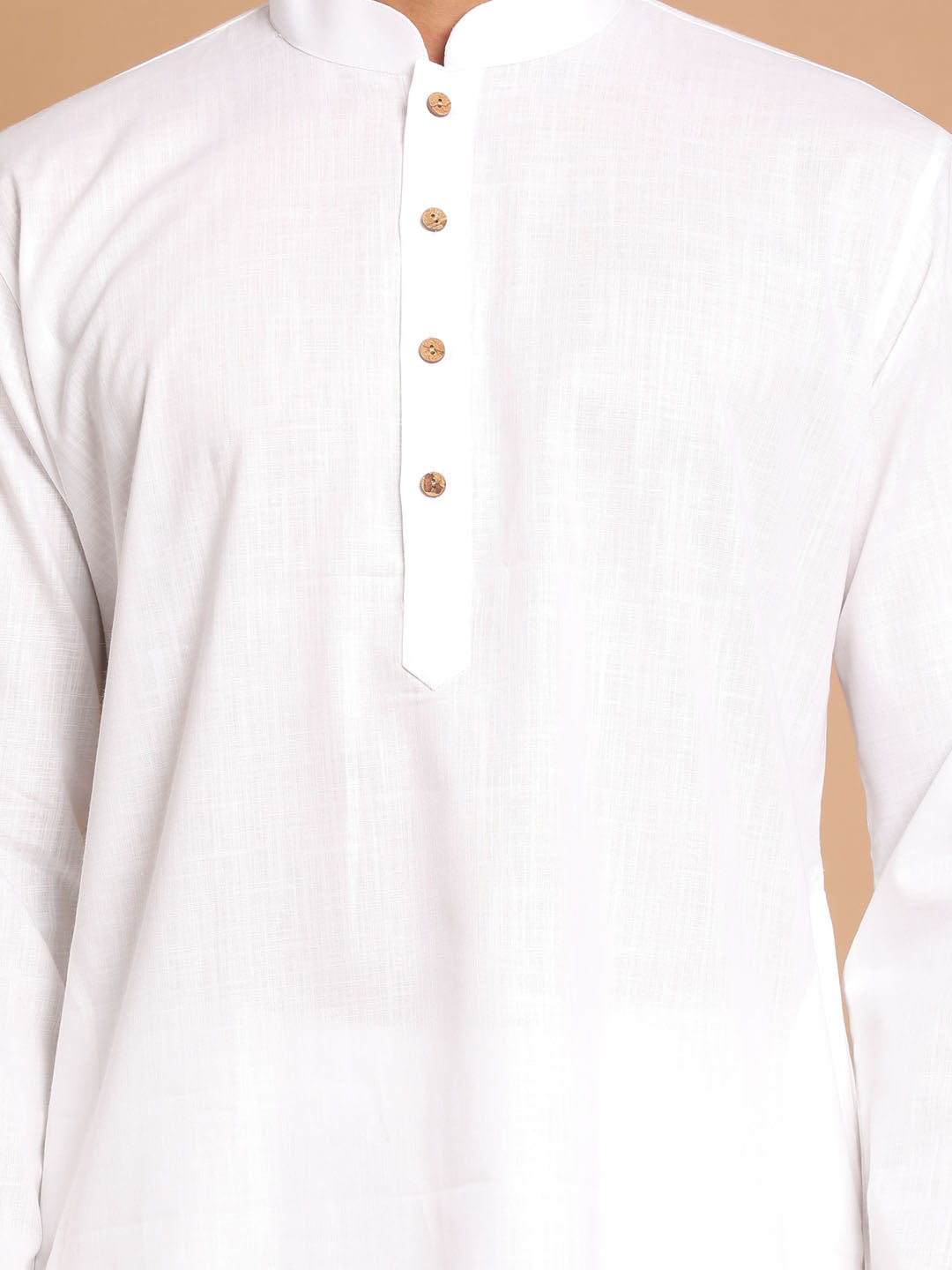 Vastramay Men's White Cotton Blend Kurta Pyjama Set - Grab2buy