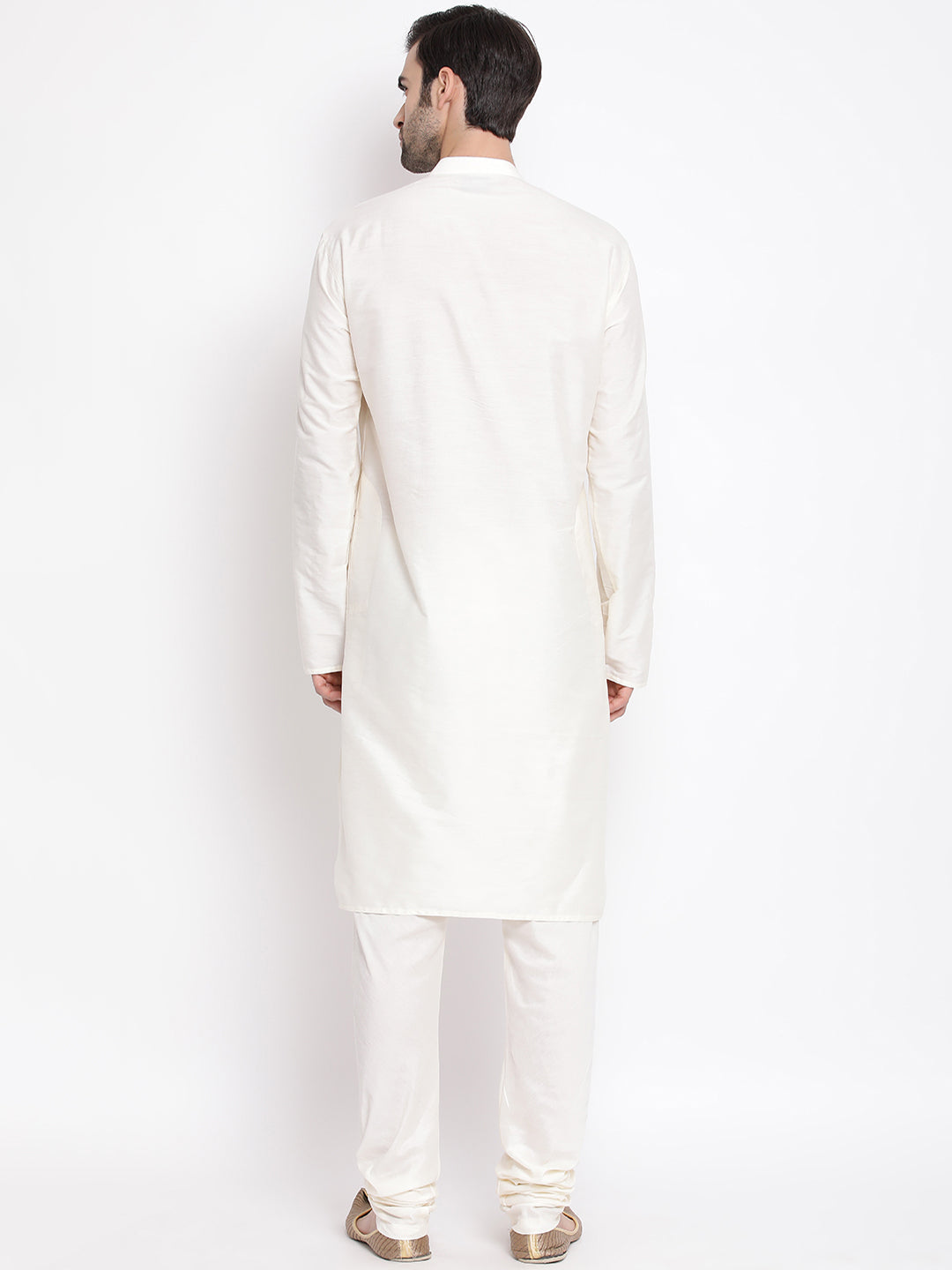Vastramay Men's Cream Viscose Kurta Pyjama Set - Grab2buy