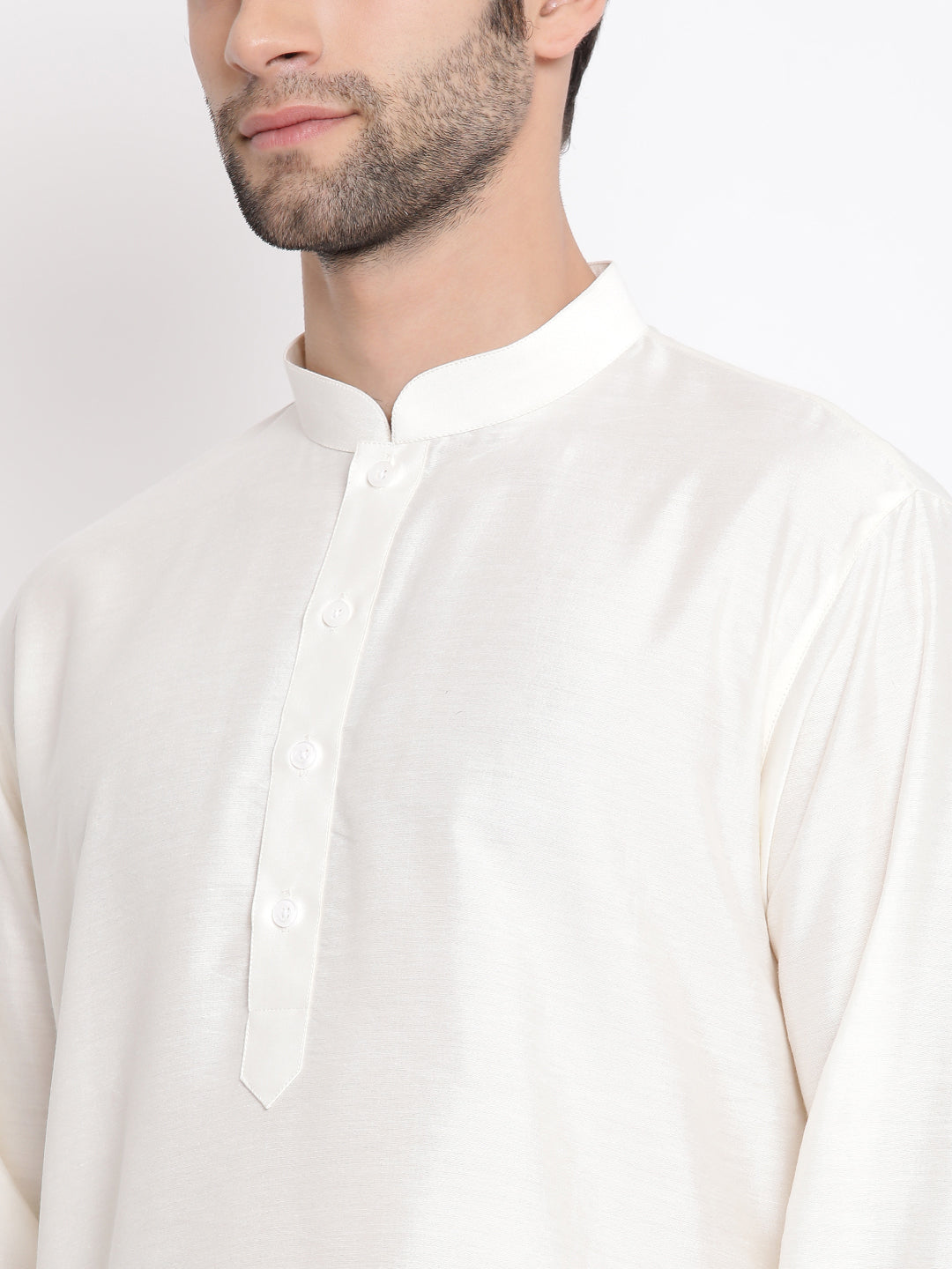 Vastramay Men's Cream Viscose Kurta Pyjama Set - Grab2buy