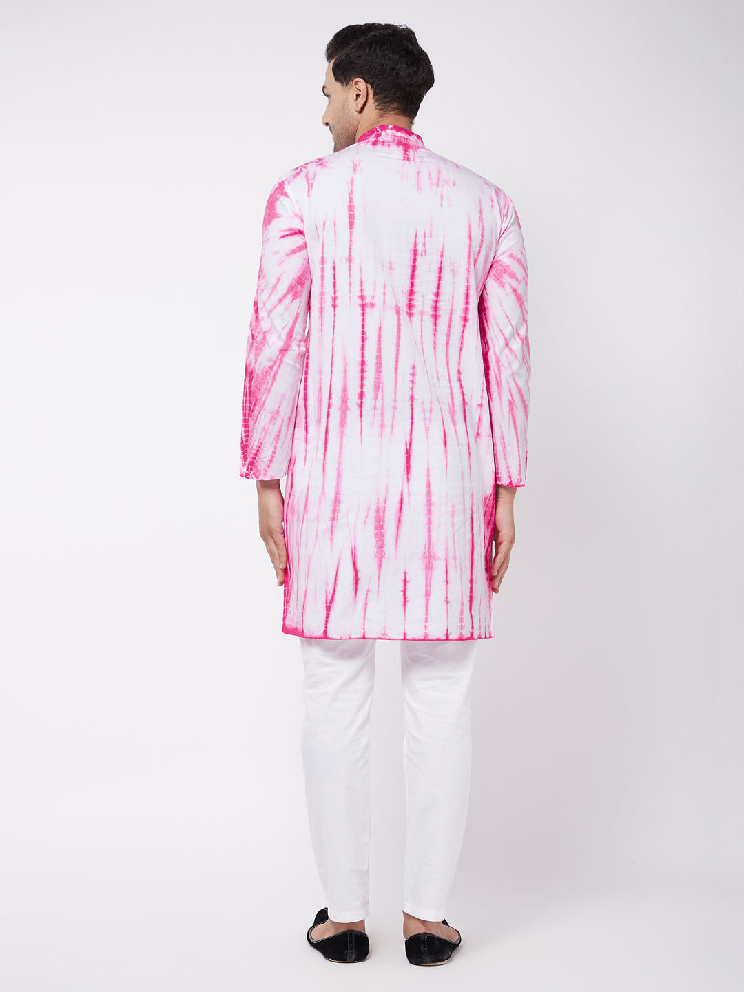 Vastramay Men's Pink And White Pure Cotton Kurta Pyjama Set - Grab2buy