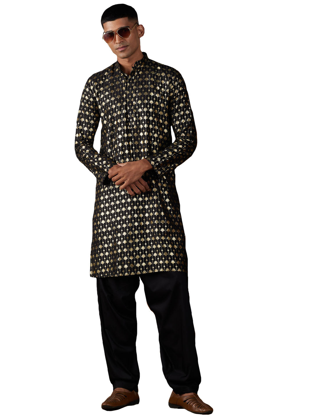 Vastramay Men's Black Viscose Kurta And Patiala Set - Grab2buy