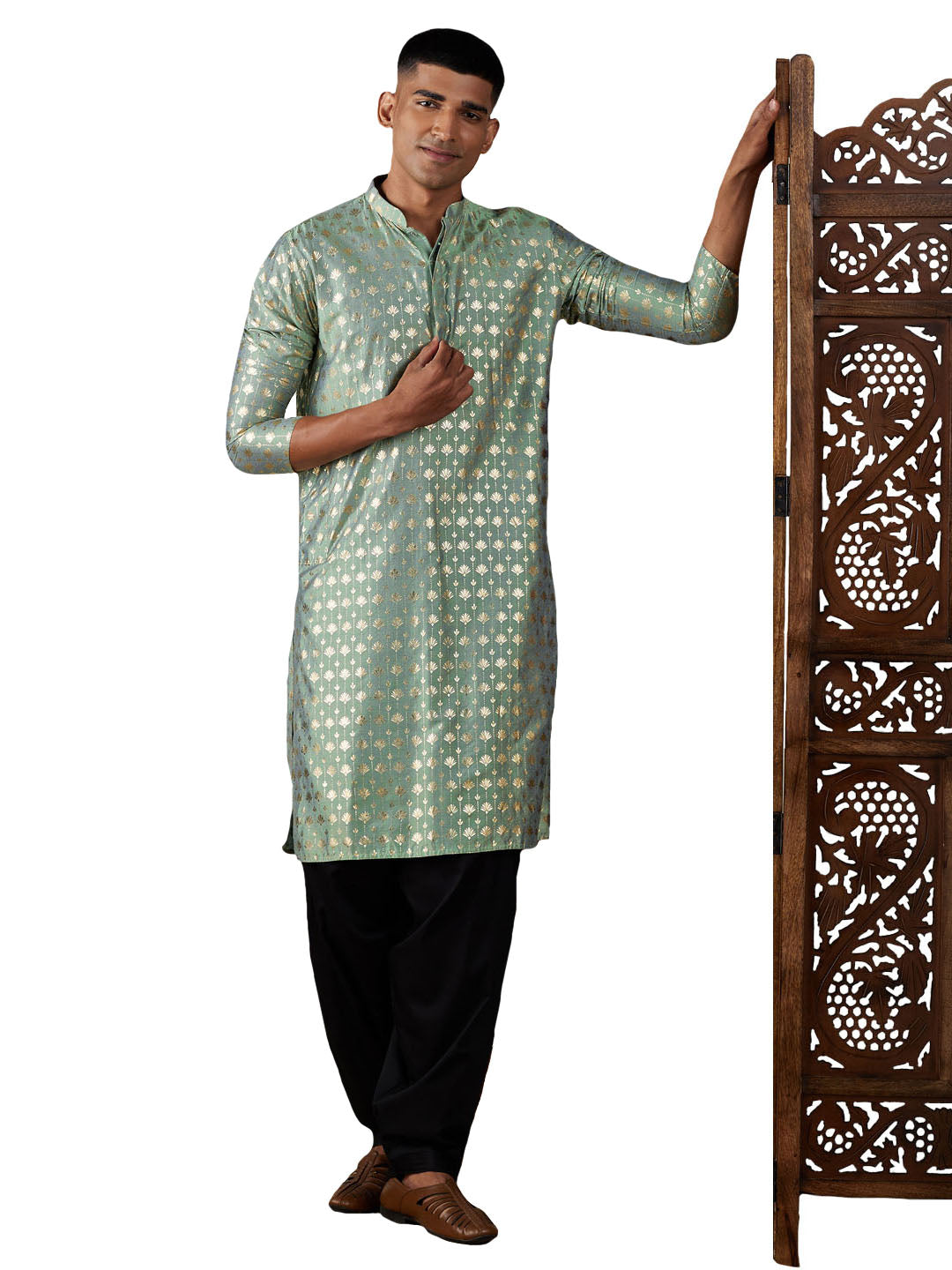 Vastramay Men's Green And Black Viscose Kurta And Patiala Set - Grab2buy
