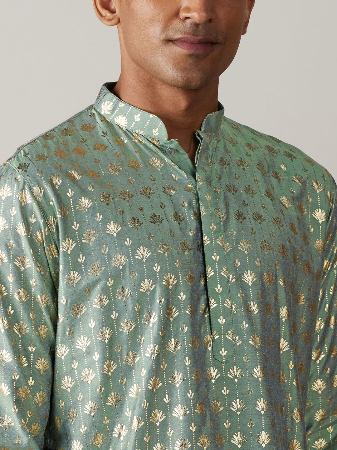 Vastramay Men's Green And Cream Viscose Kurta And Patiala Set - Grab2buy