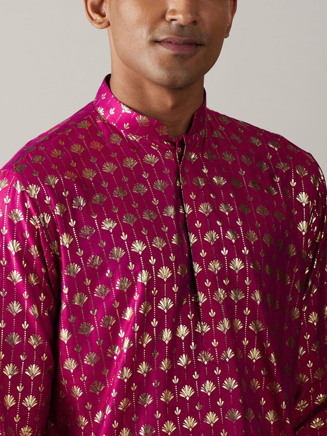 Vastramay Men's Pink And Cream Viscose Kurta Pyjama Set - Grab2buy