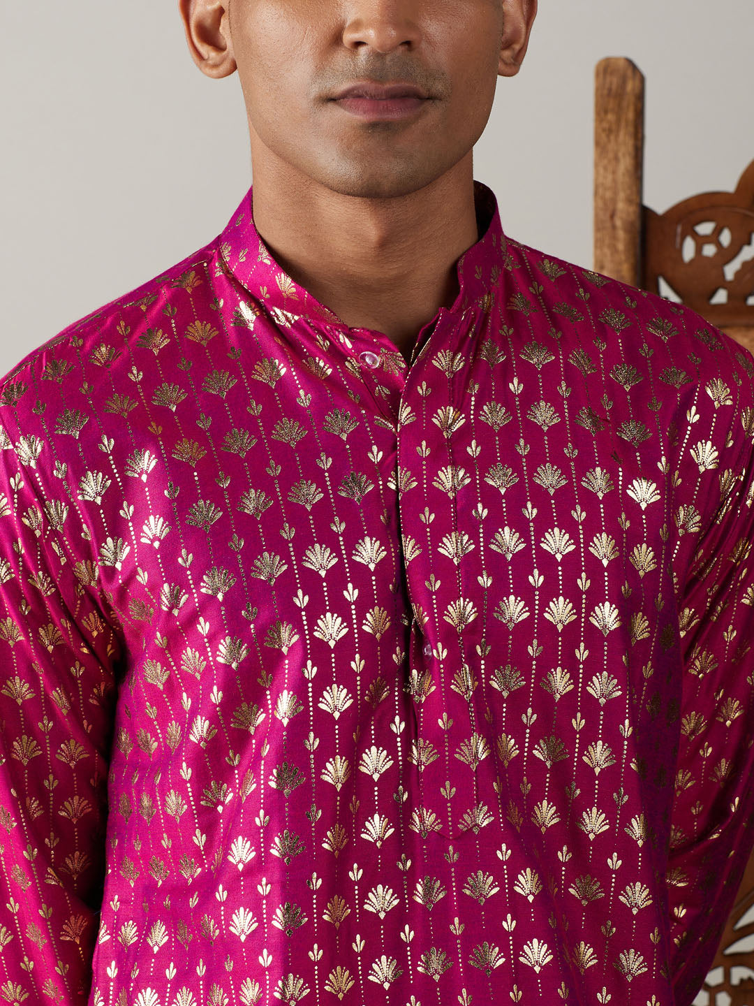 Vastramay Men's Pink And Black Viscose Kurta And Patiala Set - Grab2buy