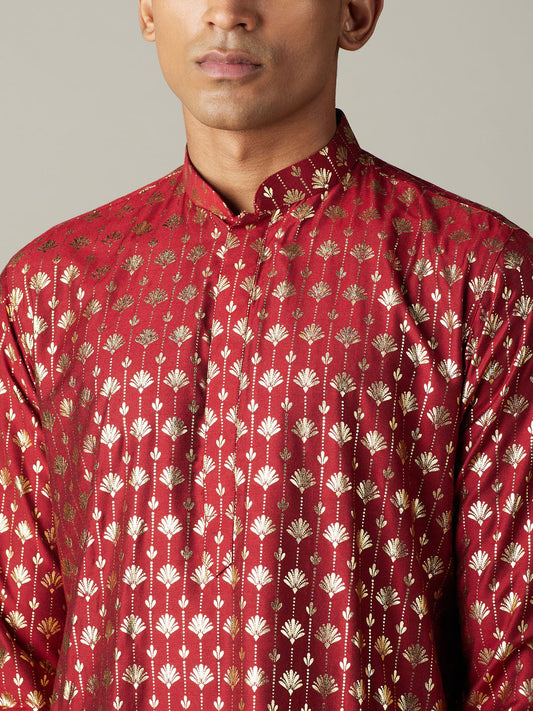 Vastramay Men's Maroon And Cream Viscose Kurta And Patiala Set - Grab2buy