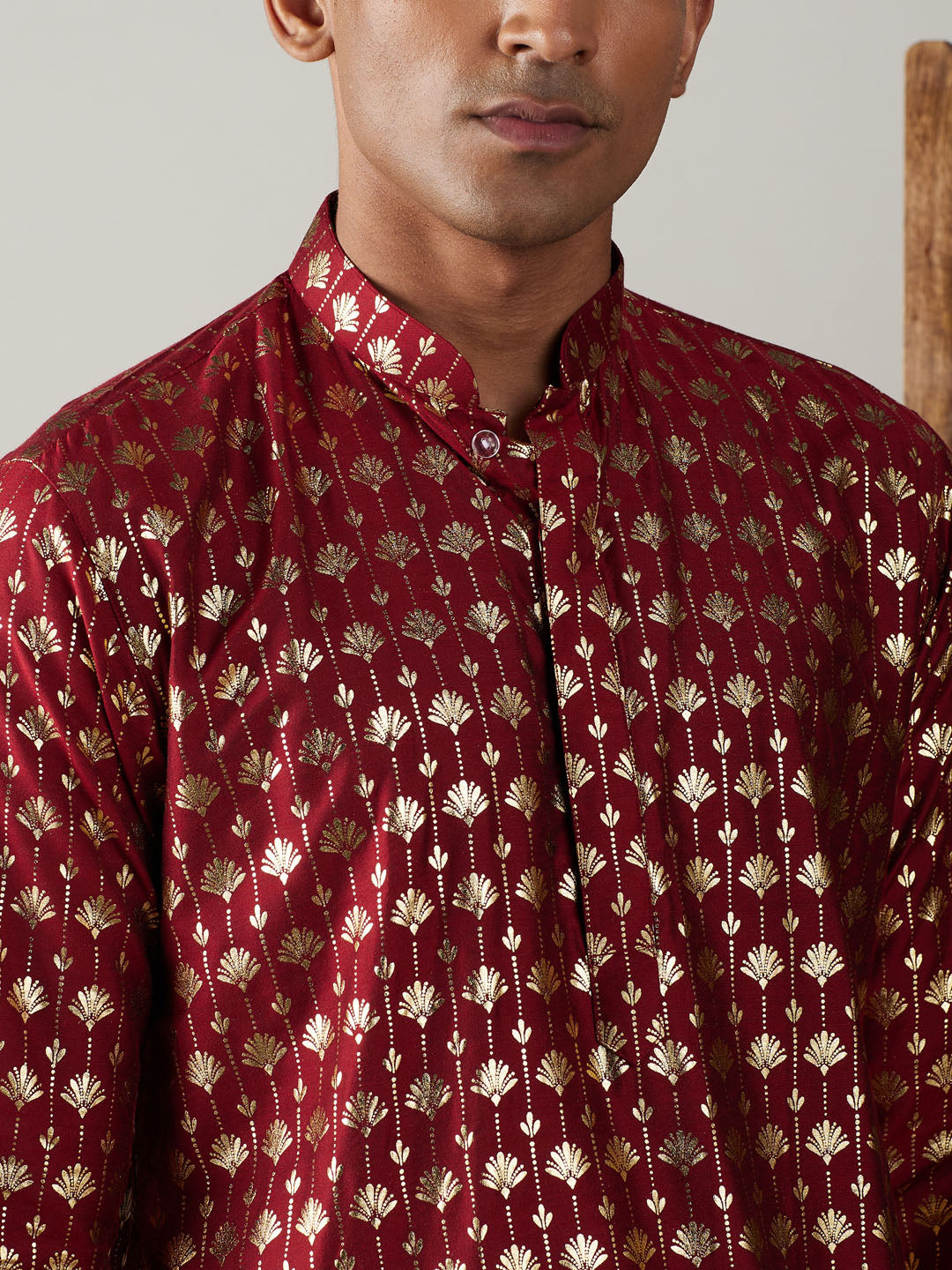 Vastramay Men's Maroon And Cream Viscose Kurta Pyjama Set - Grab2buy