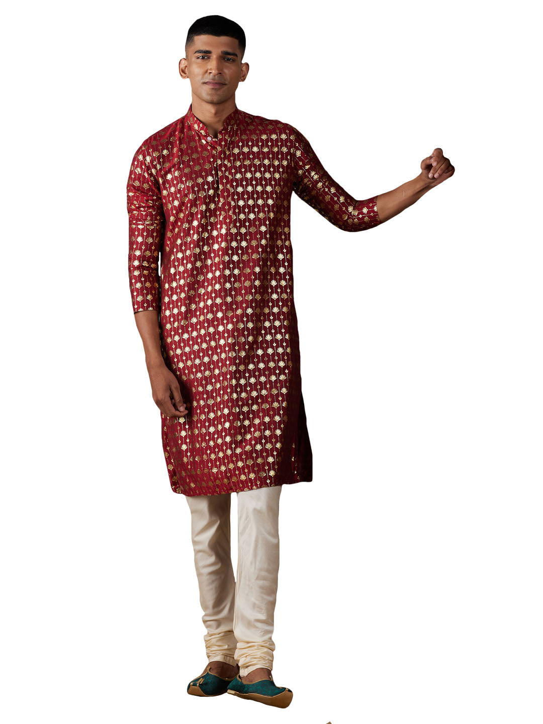 Vastramay Men's Maroon And Cream Viscose Kurta Pyjama Set - Grab2buy