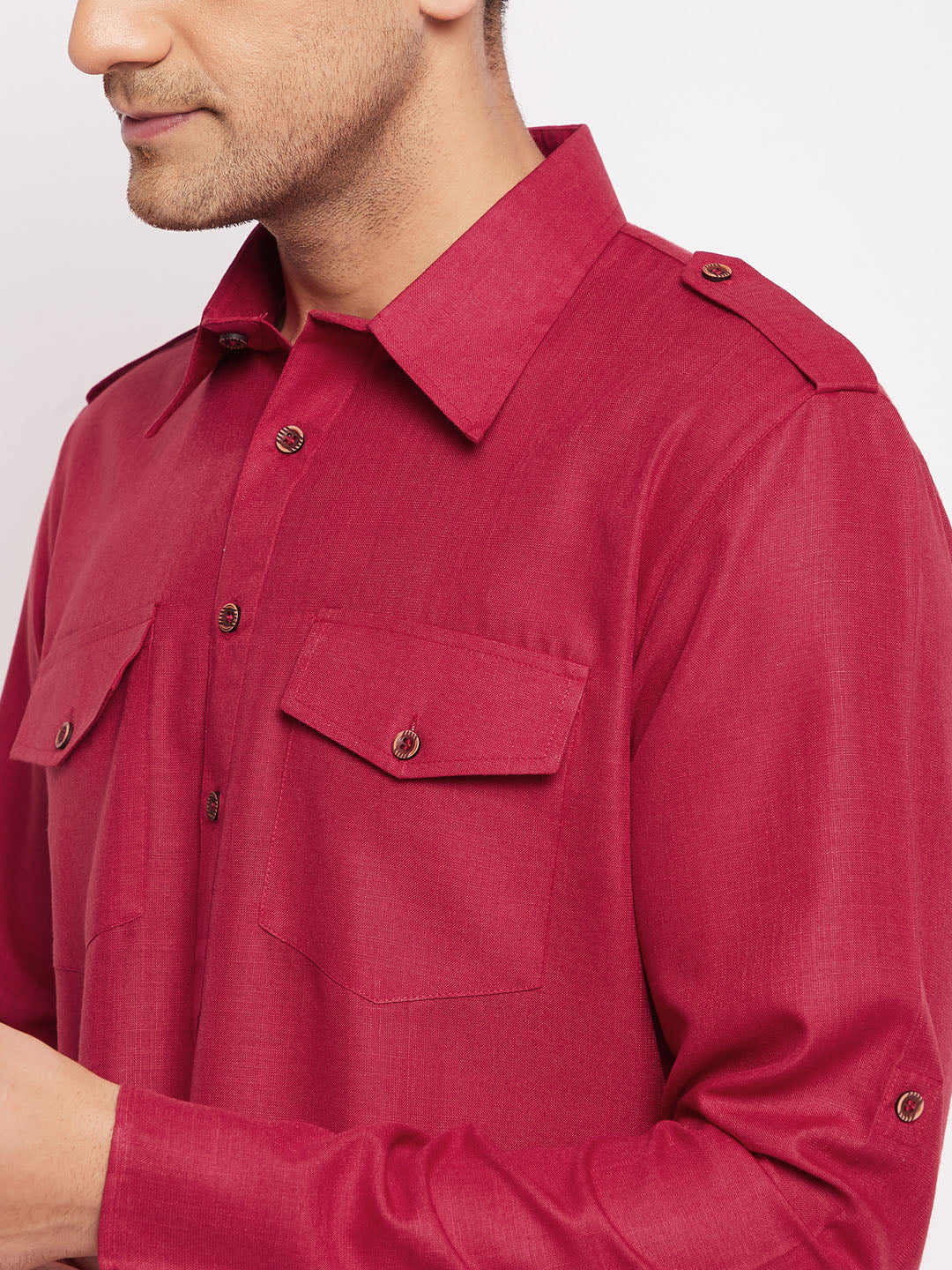 VM by Vastramay Men's Maroon Cotton Blend Pathani Kurta Set - Grab2buy
