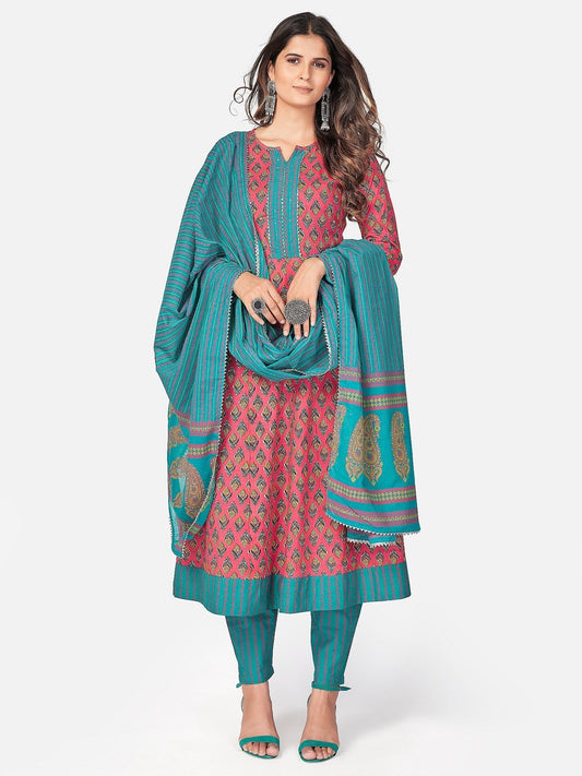NOZ2TOZ Women Dark Pink Cotton Kurta With Pant & Dupatta (3pcs Set)