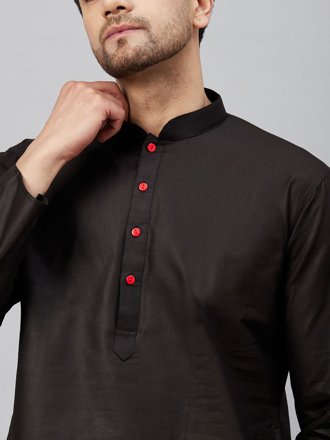 VM by Vastramay Men's Black Cotton Kurta And Patiala Set - Grab2buy