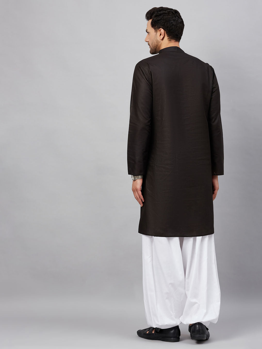 VM by Vastramay Men's Black And White Cotton Kurta And Patiala Set - Grab2buy