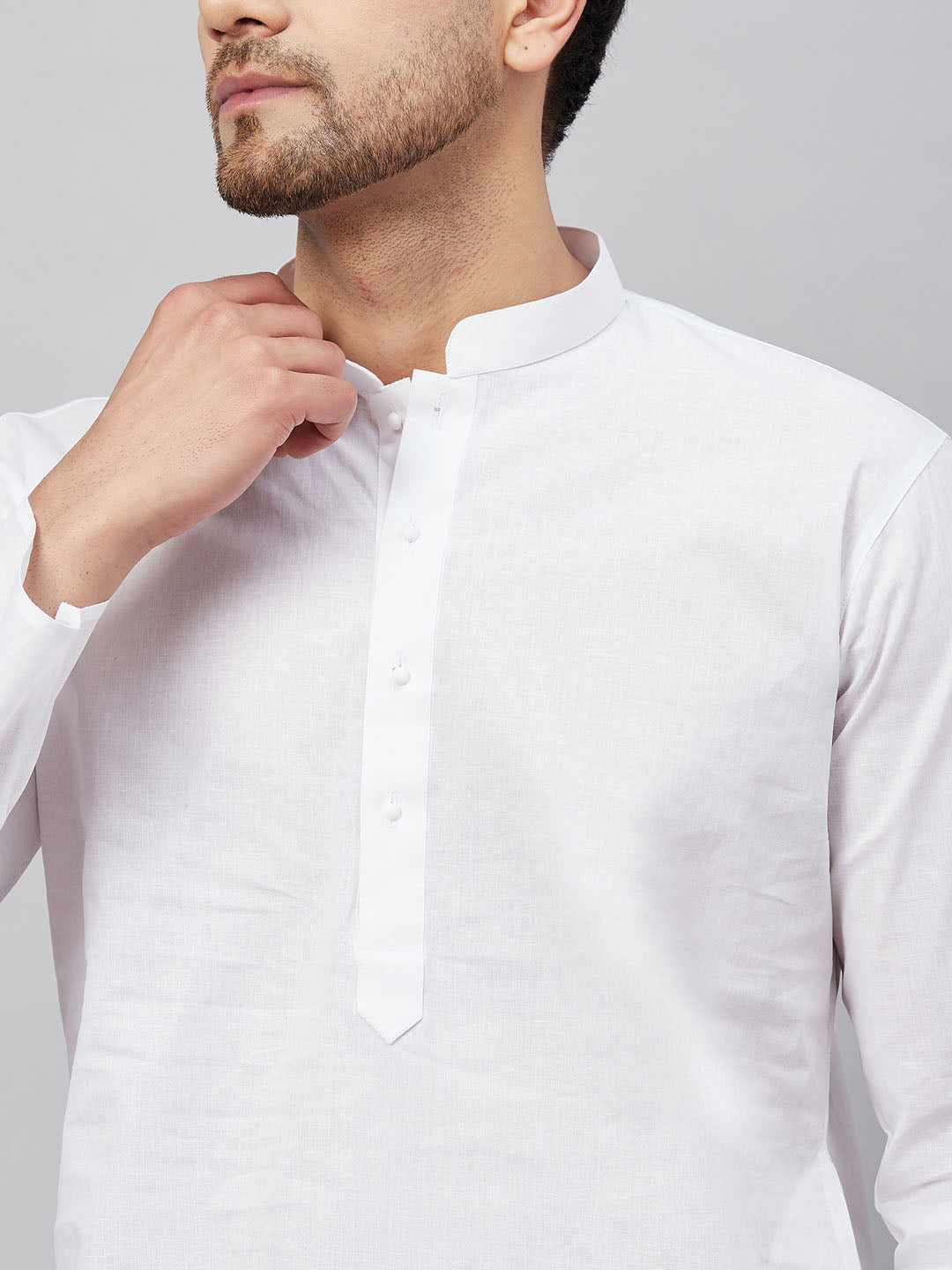 VM by Vastramay Men's White And Black Cotton Kurta And Patiala Set - Grab2buy
