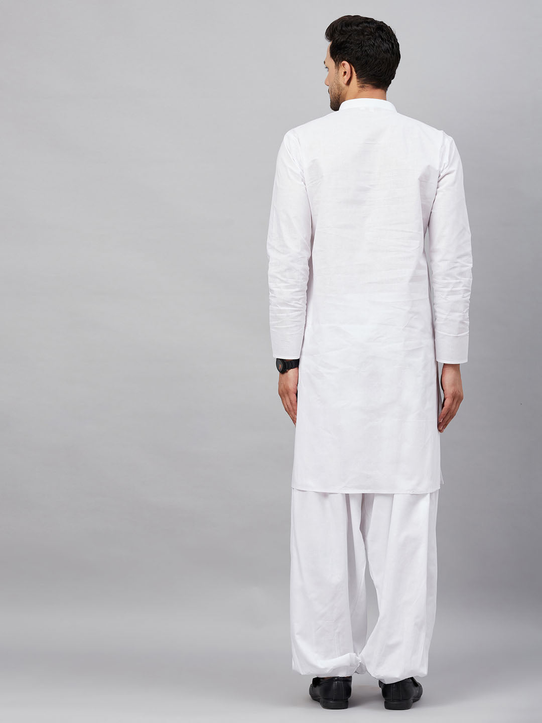 VM by Vastramay Men's White Cotton Kurta And Patiala Set - Grab2buy