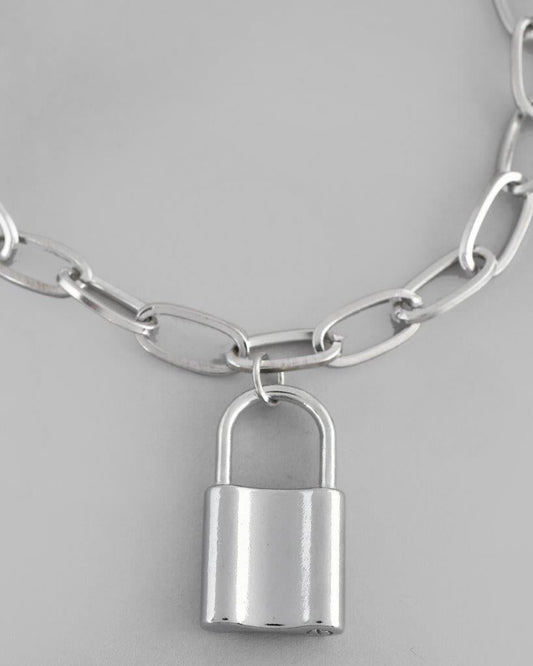 VOJ Mens Silver Plated Lock Bracelet | Grab2Buy