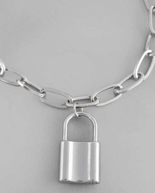 VOJ Mens Silver Plated Lock Bracelet - VOJ (Valley Of Jewellery)