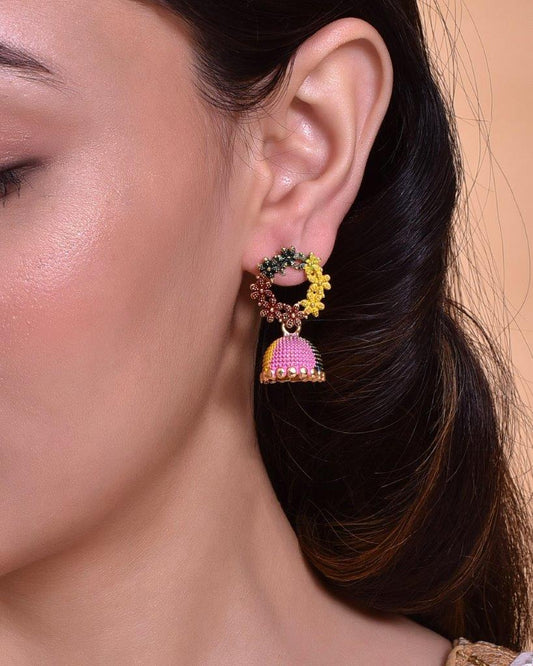 VOJ Multi Color Contemporary Jhumka Earrings - Grab2buy