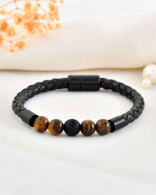 VOJ Men Leather Cuff Bracelet VOJ (Valley Of Jewellery)