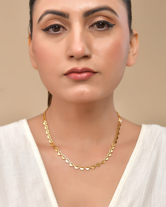 VOJ Heart Shaped Stainless Steel Gold Polished Chain