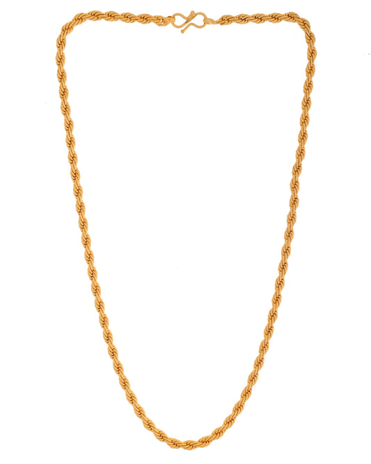 VOJ Gold Polished Twisted Stainless Steel Chain For Men