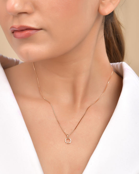 VOJ Rose Gold Polished Chain With Small Circular Pendant