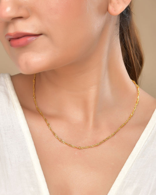 VOJ Women Stainless Steel Twisted Gold Polished Chain
