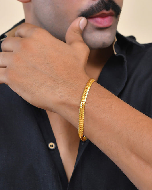VOJ Men Stainless Steel Gold Polished Handcrafted Bracelet
