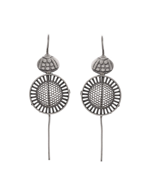 VOJ Silver Plated Circular Shaped Ear Cuff