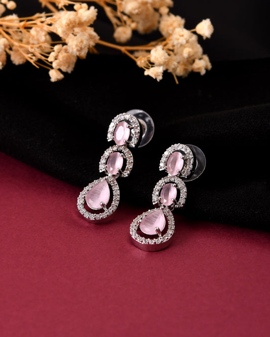 VOJ Silver Toned Baby Pink Ad Studs Earrings Grab2Buy VOJ Grab2Buy