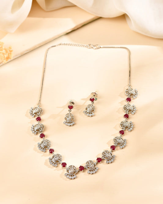 VOJ Silver Plated Ad Wine Stone Temple Jewellery Set Grab2Buy VOJ Grab2Buy