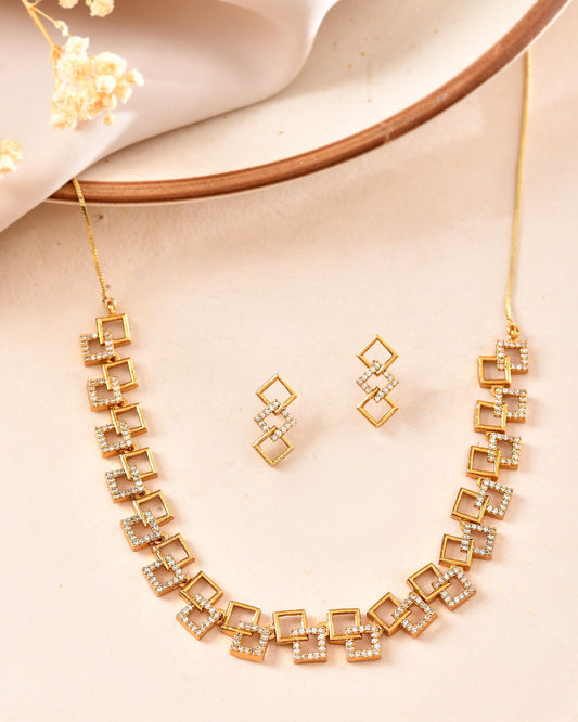 VOJ Gold Plated Geometric Shaped Ad Jewellery Set Grab2Buy VOJ Grab2Buy