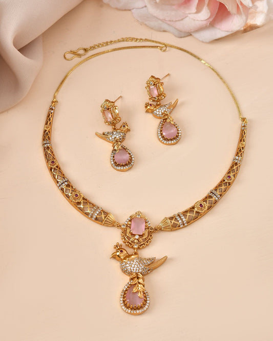 VOJ Gold Plated Bird Shaped Designer Ad Necklace Set Grab2Buy VOJ Grab2Buy