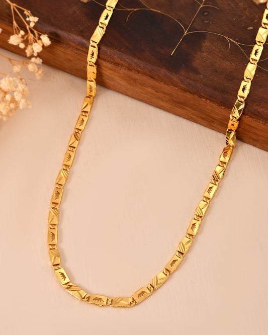 VOJ Gold Plated Crown Design Biscuit Chain For Men Grab2Buy VOJ Grab2Buy