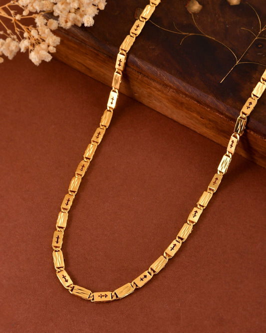 VOJ Gold Plated Arrow Design Biscuit Chain For Men Grab2Buy VOJ Grab2Buy