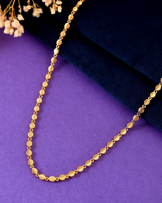 VOJ Gold Plated Oval Leaf Shaped Chain For Men Grab2Buy VOJ Grab2Buy