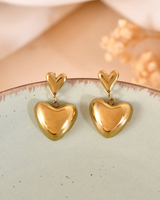 VOJ Gold Plated Heart Shaped Studs Earrings Grab2Buy VOJ Grab2Buy