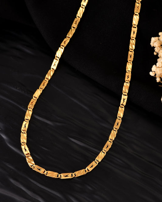 VOJ Gold Plated Plain Designed Biscuit Chain For Men Grab2Buy VOJ Grab2Buy