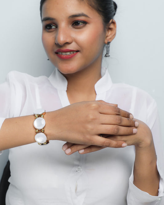 VOJ Gold-Polished With White Stone Studded Wraparound Bracelet | Grab2Buy