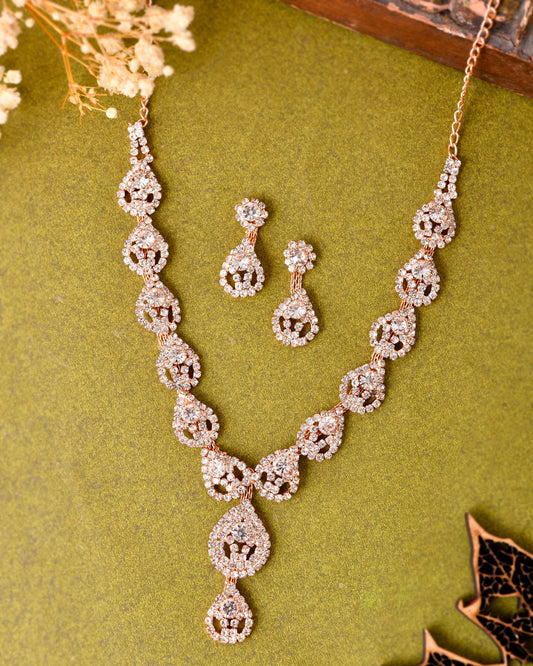 VOJ CZ Stone Studded Gold-Polished Jewellery Set | Grab2Buy