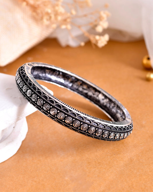 VOJ Rhodium-Plated Contemporay Oxidized Cuff Bracelet | Grab2Buy