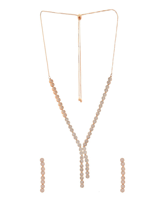 VOJ Gold-Polished Ad Stone Studded Circular Jewellery Set