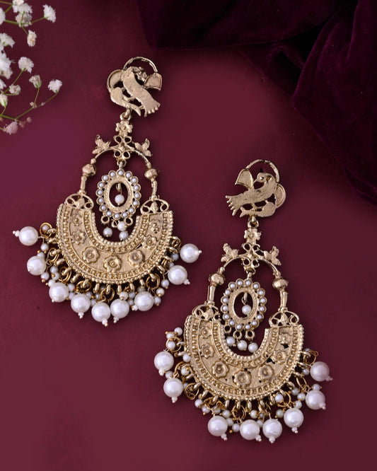 VOJ Copper Plated Designer Long Drop Earrings VOJ (Valley Of Jewellery)