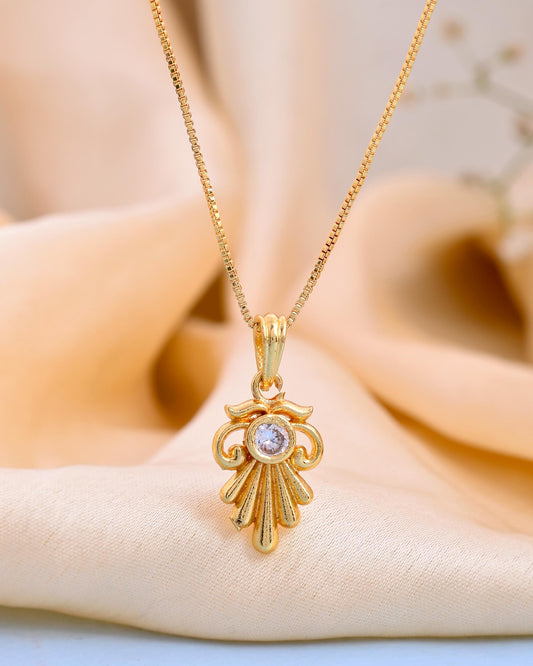 VOJ Gold-Polished Designer Ad Studded Pendant With Chain Grab2Buy VOJ Grab2Buy