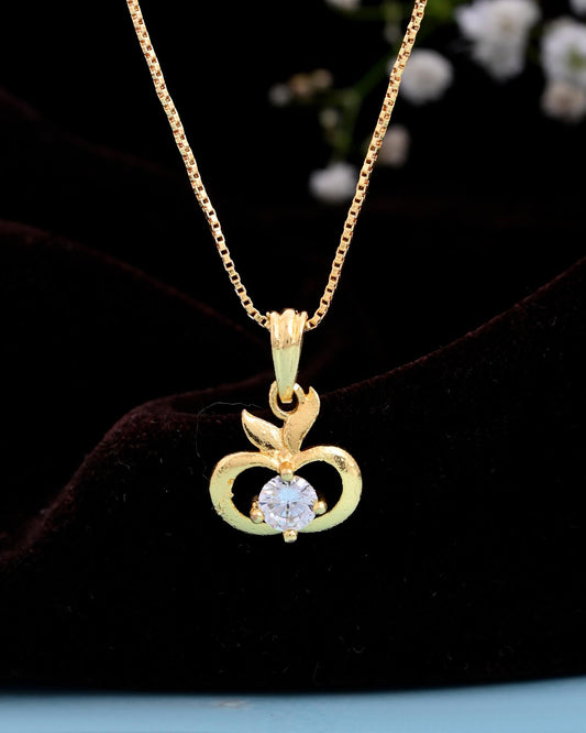 VOJ Gold-Polished Swan Shaped Ad Studded Pendant With Chain VOJ (Valley Of Jewellery)